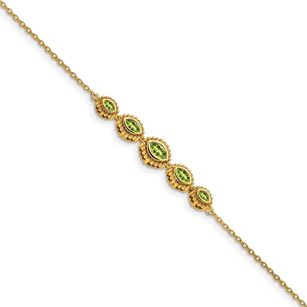 Buy Exclusive 14K Gold Marquise Cut Peridot Bracelet - Stylish & Affordable