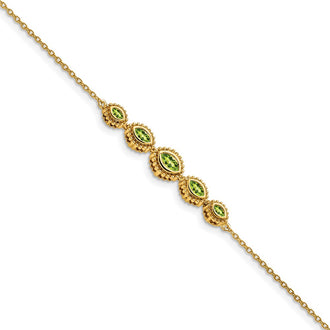Buy Exclusive 14K Gold Marquise Cut Peridot Bracelet - Stylish & Affordable
