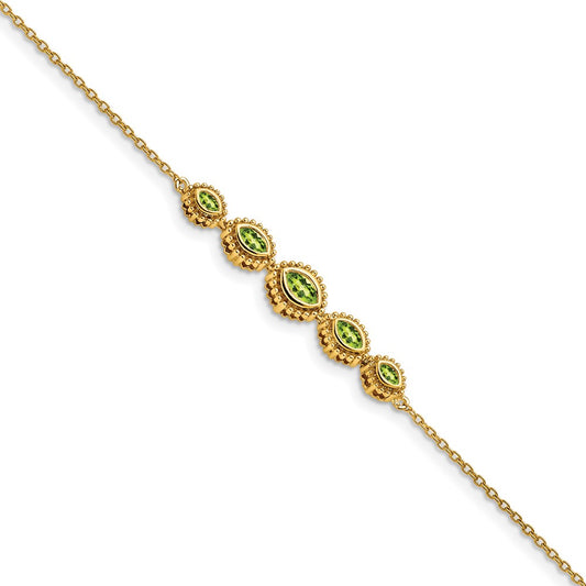 Buy Exclusive 14K Gold Marquise Cut Peridot Bracelet - Stylish & Affordable