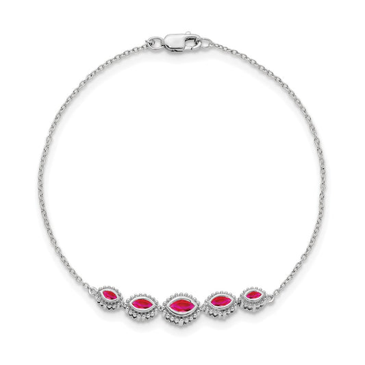 Exclusive 14K White Gold Marquise-Cut Ruby Bracelet - Stylish Luxury Value