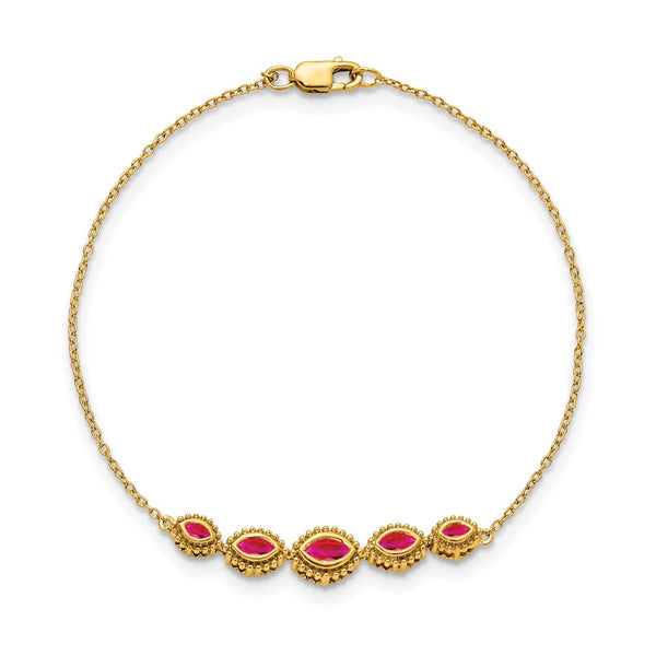 14K Gold Marquise Ruby Bracelet