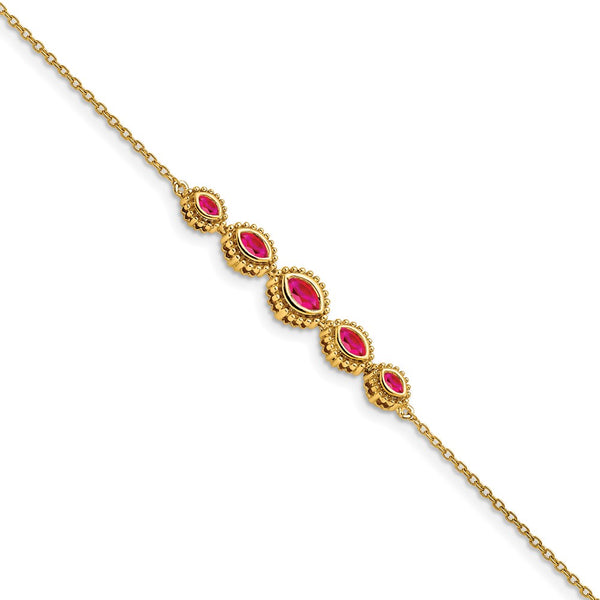 14K Gold Marquise Ruby Bracelet