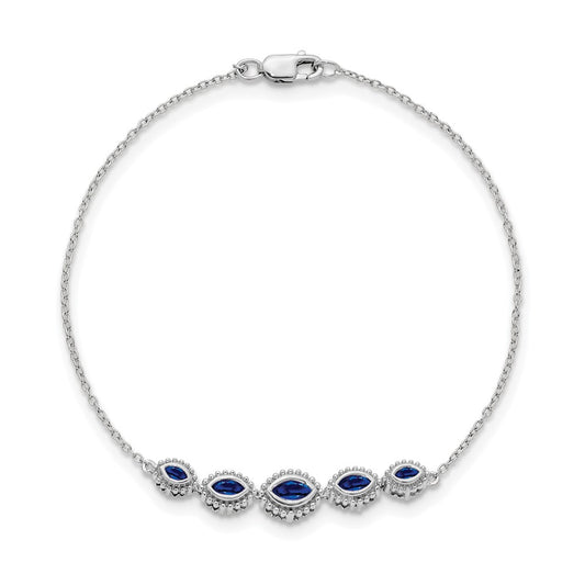Shop Designer 14K White Gold Marquise-Cut Sapphire Bracelet - Stylish Value