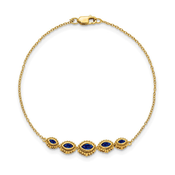 14K Gold Marquise-Cut Sapphire Bracelet
