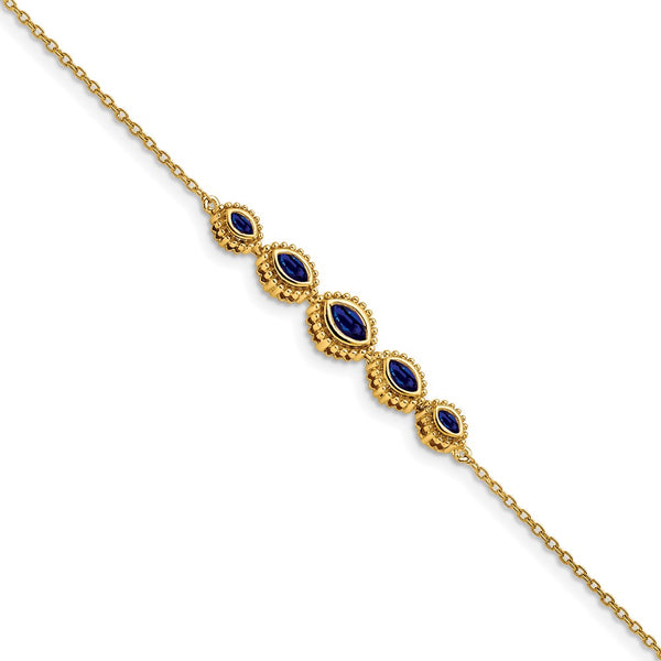 14K Gold Marquise-Cut Sapphire Bracelet