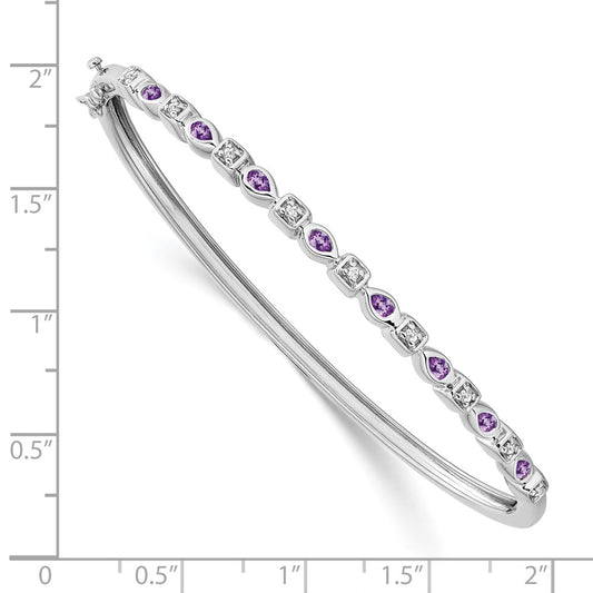 Buy Exclusive 14K White Gold Amethyst & Diamond Bangle Bracelet - Luxury Style