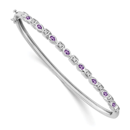 Buy Exclusive 14K White Gold Amethyst & Diamond Bangle Bracelet - Luxury Style