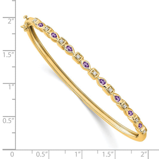 Shop Stylish 14K Gold Amethyst & Diamond Bangle Bracelet - 7" Elegance!