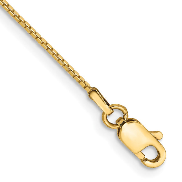 14K Gold Box Chain Bracelet - 0.9mm Lobster Clasp