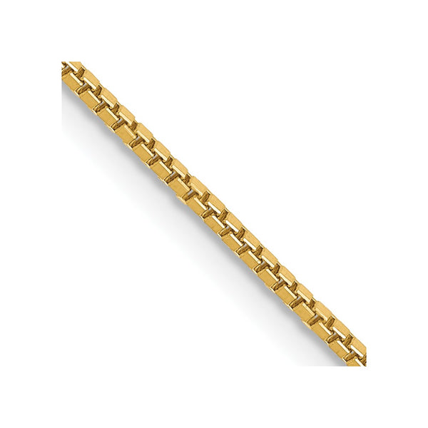 14K Gold 30-Inch Box Chain, 1mm Lobster Clasp
