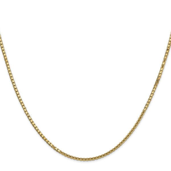 14K Gold 1.5mm Box Chain - Lobster Clasp