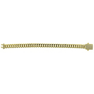 Shop Stylish 14K Gold Monaco Chain Bracelet 7.00MM with CZ Lock Closure