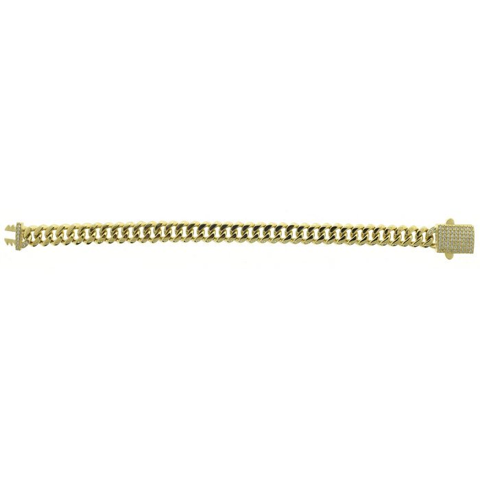 Exclusive 14K Gold Monaco Chain Bracelet 7.00MM - Stylish CZ Lock Closure-1