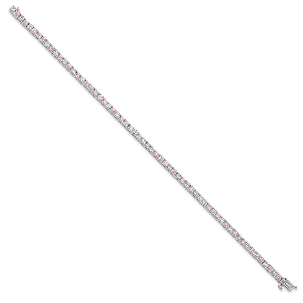 Shop Stylish Rhodium-Plated Sterling Silver Tennis Bracelet - 7.5", Affordable Sparkle