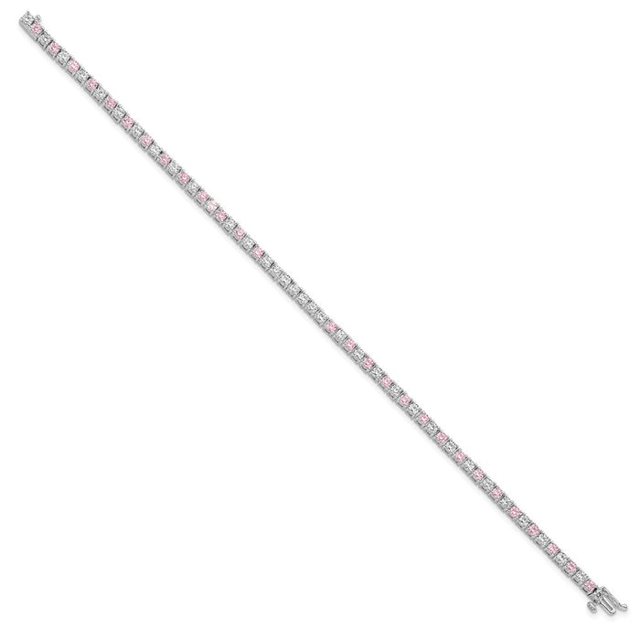 Shop Stylish Rhodium-Plated Sterling Silver Tennis Bracelet - 7.5", Affordable Sparkle-1