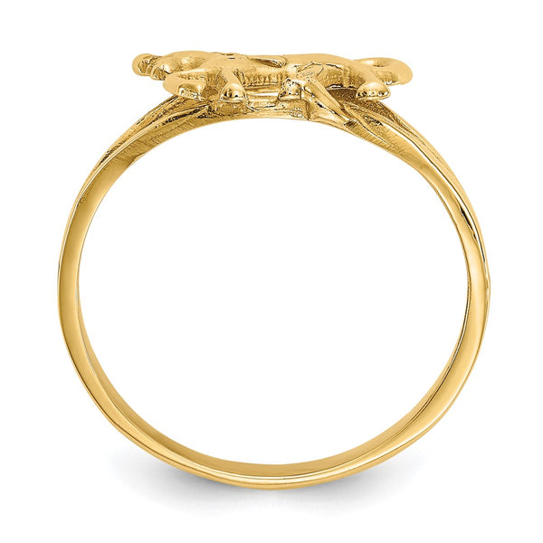 14K Gold Polished Equestrian Horse Ring