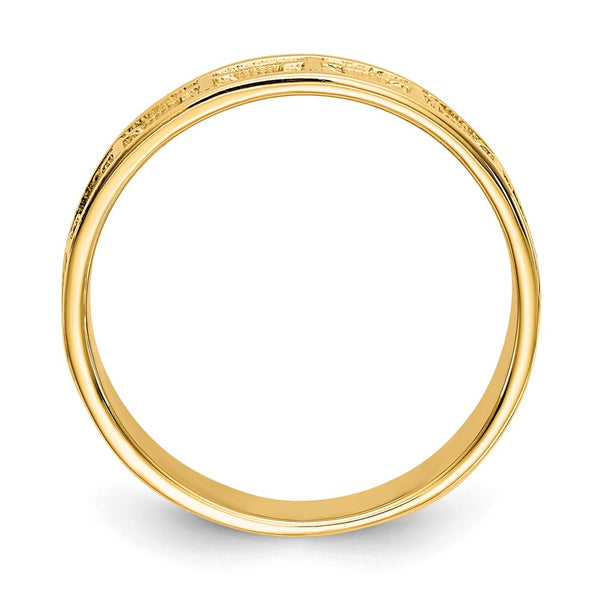 14K Gold Polished & Satin Finish Cross Band Ring