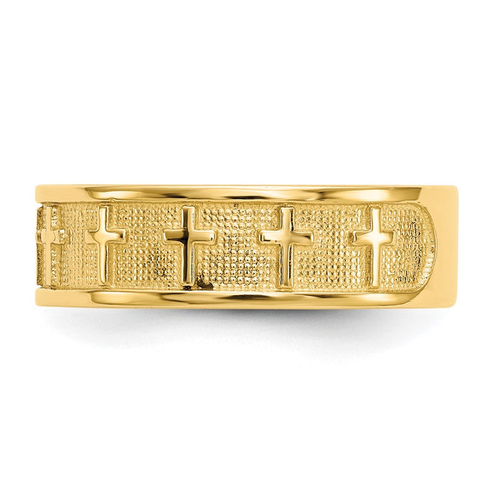 Shop Stylish 14K Gold Polished & Satin Finish Cross Band Ring - Affordable Luxury-3