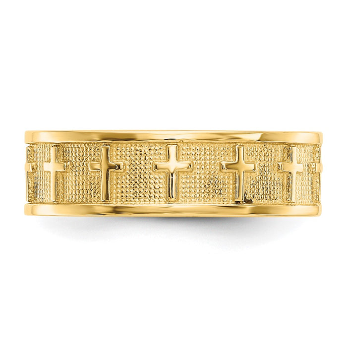 Shop Stylish 14K Gold Polished & Satin Finish Cross Band Ring - Affordable Luxury-4