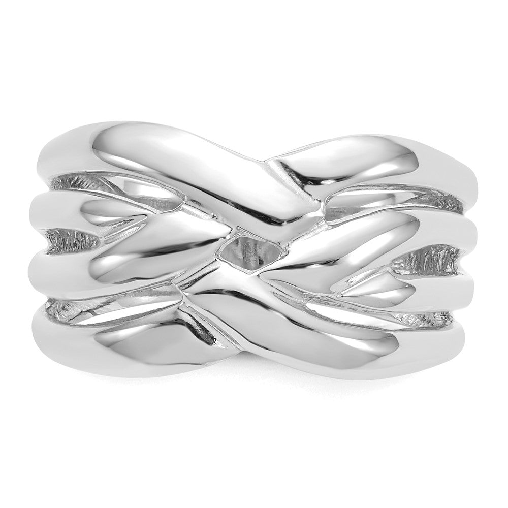 High-Quality 14K White Gold Polished Woven Dome Ring - Stylish & Affordable