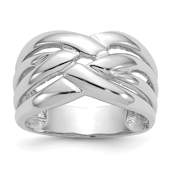 14K White Gold Polished Woven Dome Ring