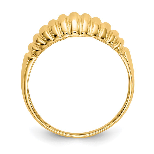 14K Polished Ribbed Dome Ring