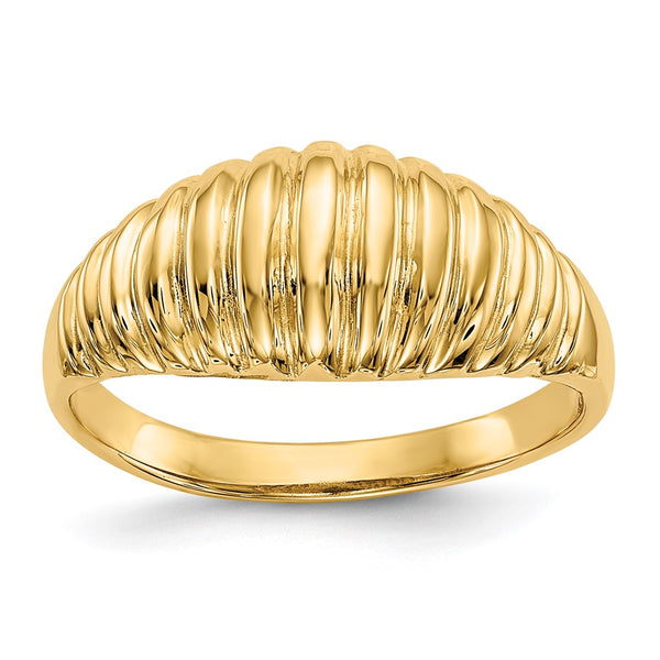 14K Polished Ribbed Dome Ring
