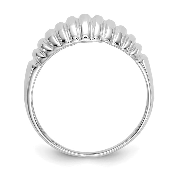 14K White Gold Polished Ribbed Dome Ring