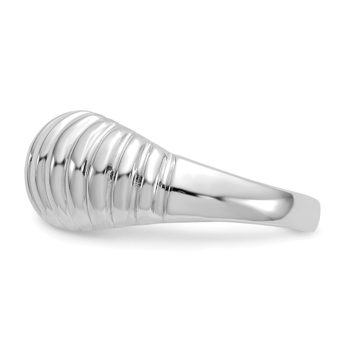 Exclusive 14K White Gold Polished Ribbed Dome Ring - Stylish & Affordable!-3