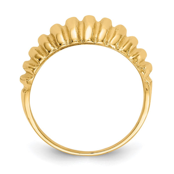 14K Gold Polished Ribbed Dome Ring