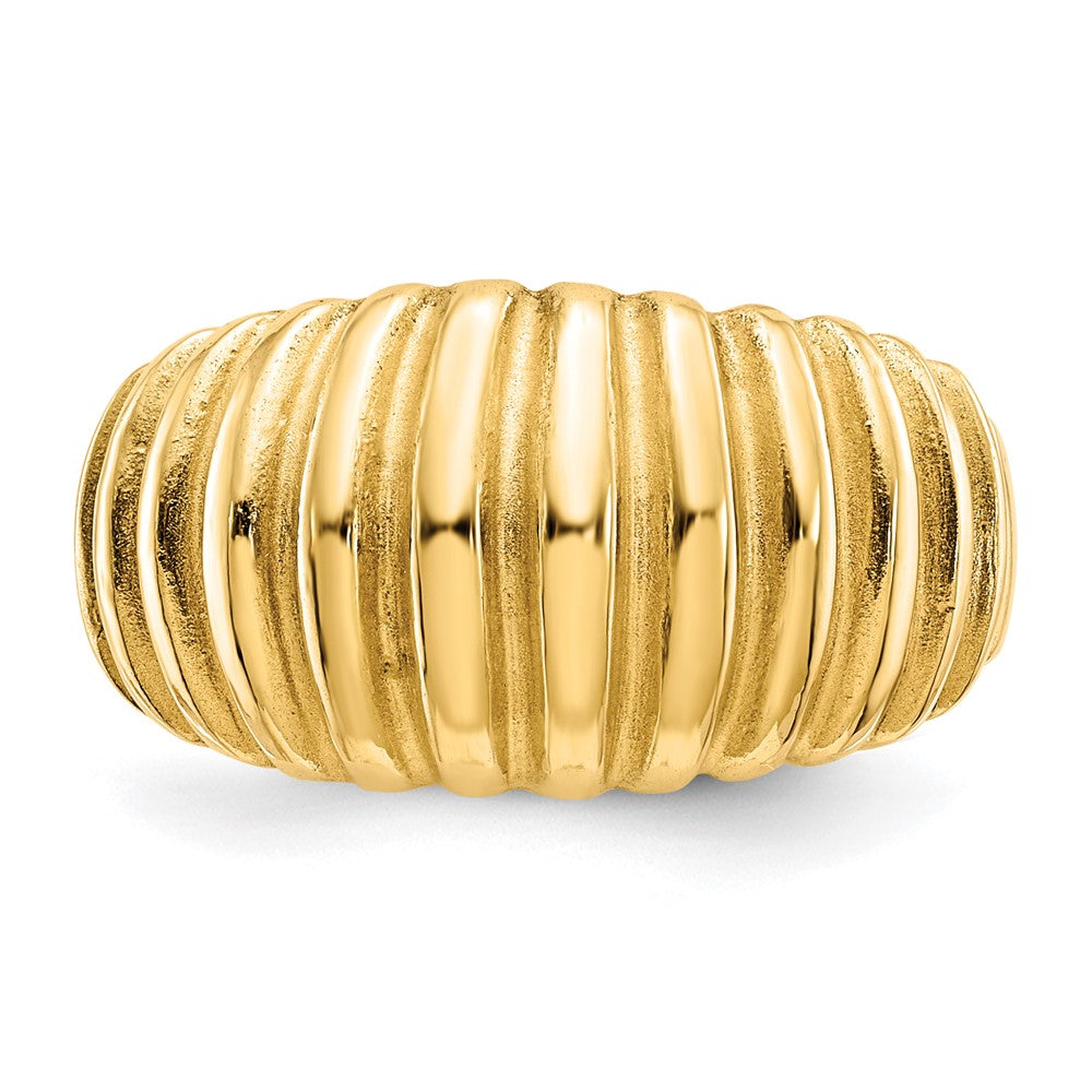 Exclusive 14K Gold Polished Ribbed Dome Ring - Stylish & Affordable Luxury