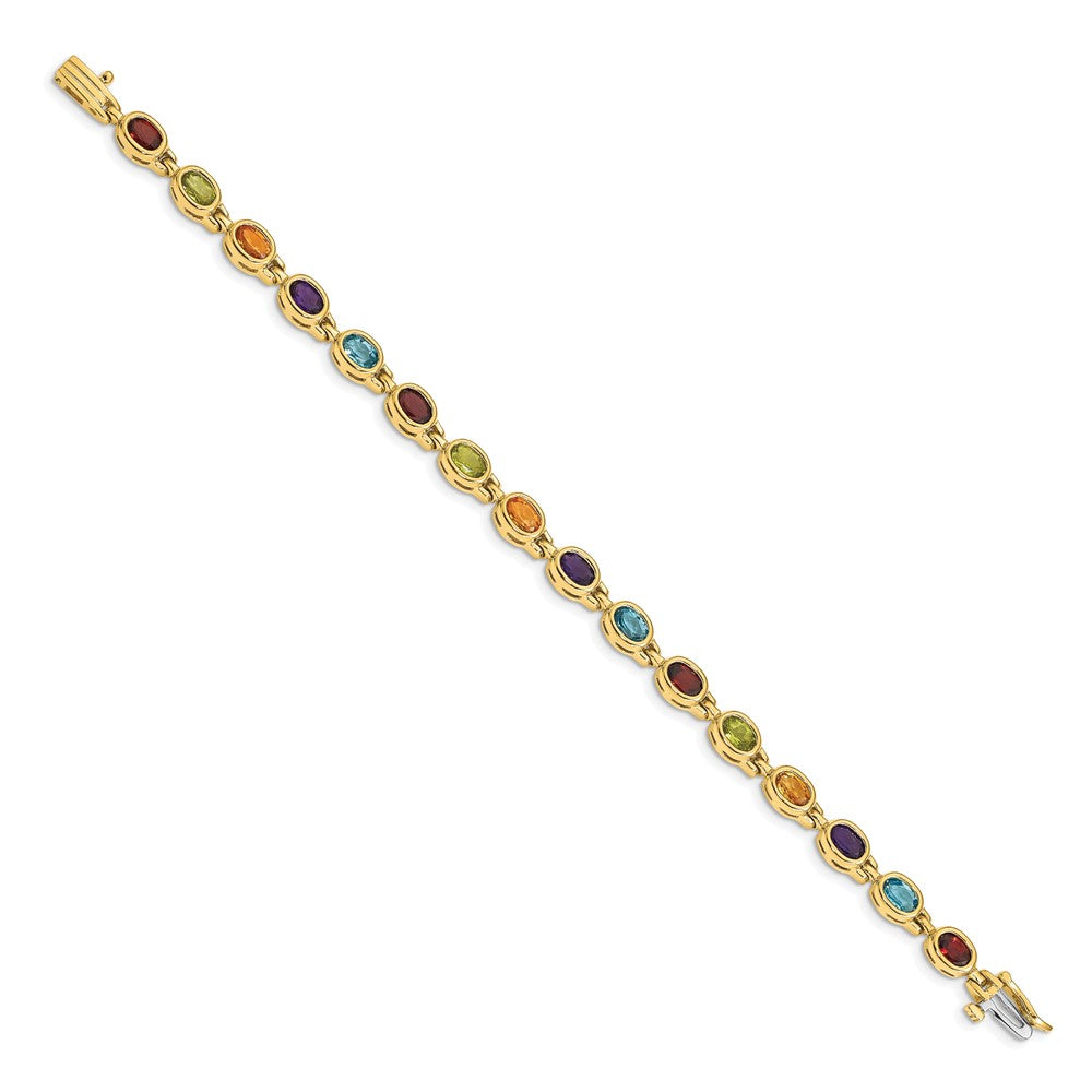 Exclusive 14K Gold Oval Rainbow Gemstone Bracelet - Stylish & Affordable Luxury