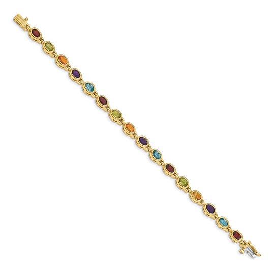 Exclusive 14K Gold Oval Rainbow Gemstone Bracelet - Stylish & Affordable Luxury