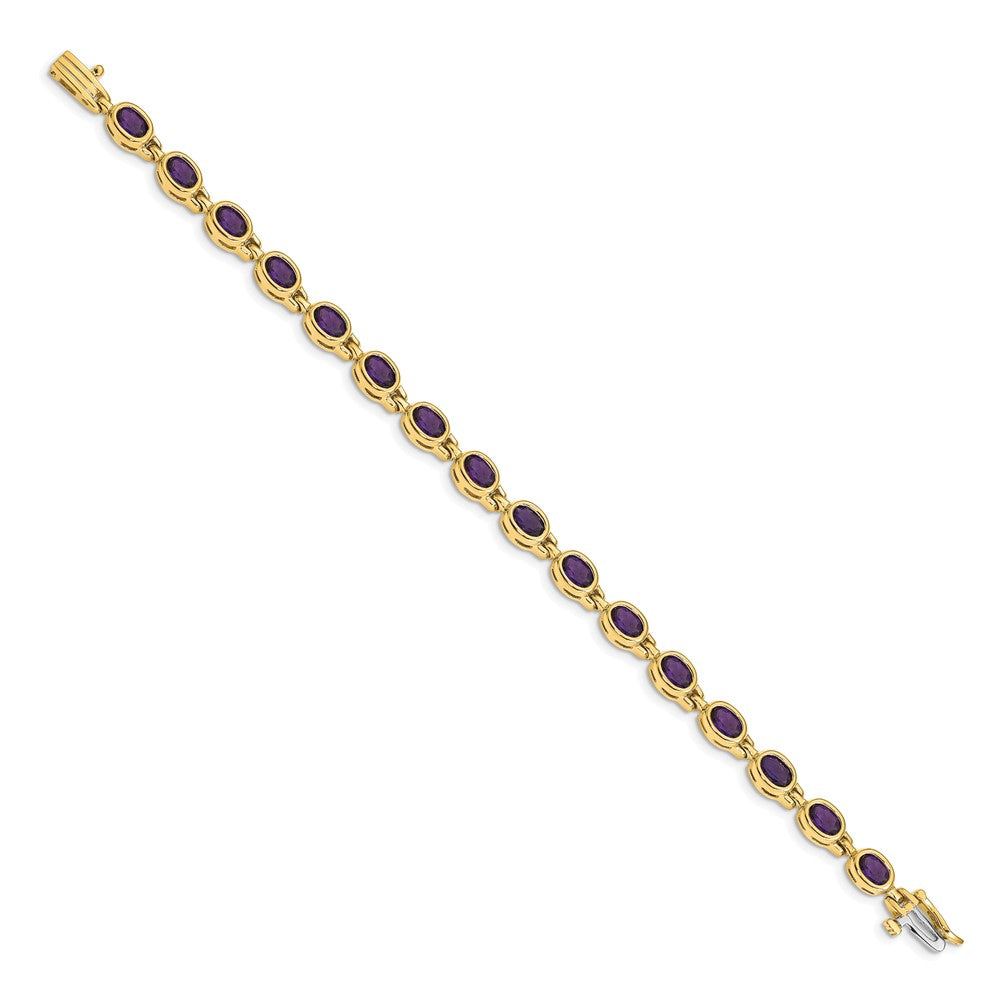 Buy Exclusive 14K Gold Oval Amethyst Bracelet - Stylish Luxury Jewelry, 7"