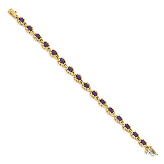 Buy Exclusive 14K Gold Oval Amethyst Bracelet - Stylish Luxury Jewelry, 7"