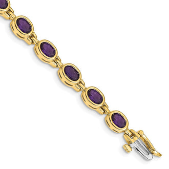 Buy Exclusive 14K Gold Oval Amethyst Bracelet - Stylish Luxury Jewelry, 7"