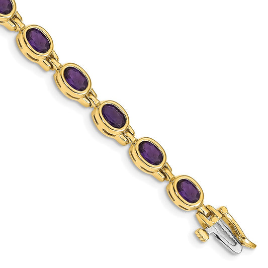 Buy Exclusive 14K Gold Oval Amethyst Bracelet - Stylish Luxury Jewelry, 7"