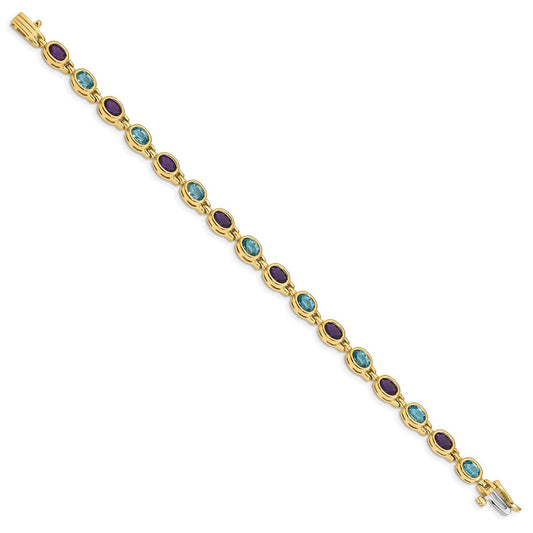 Shop Exclusive 14K Gold Oval Amethyst & Blue Topaz Bracelet - Stylish Luxury