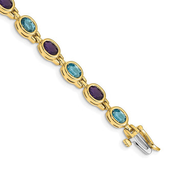 Shop Exclusive 14K Gold Oval Amethyst & Blue Topaz Bracelet - Stylish Luxury