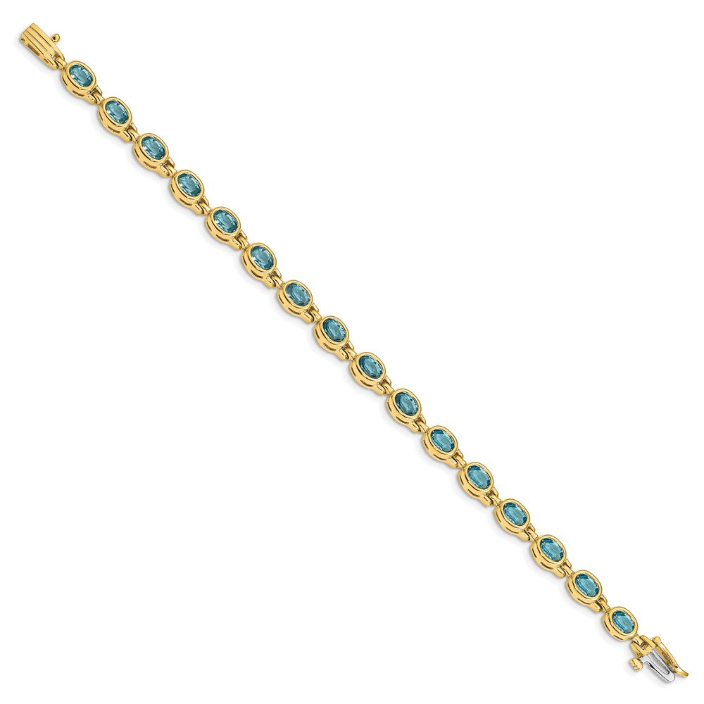 Shop Exclusive 14K Gold Oval Blue Topaz Bracelet - Stylish & Affordable Luxury