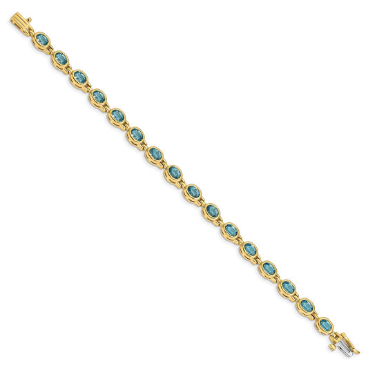 Shop Exclusive 14K Gold Oval Blue Topaz Bracelet - Stylish & Affordable Luxury