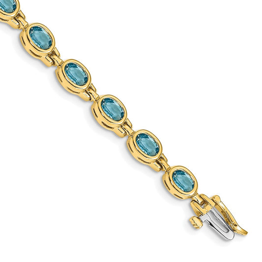 Shop Exclusive 14K Gold Oval Blue Topaz Bracelet - Stylish & Affordable Luxury