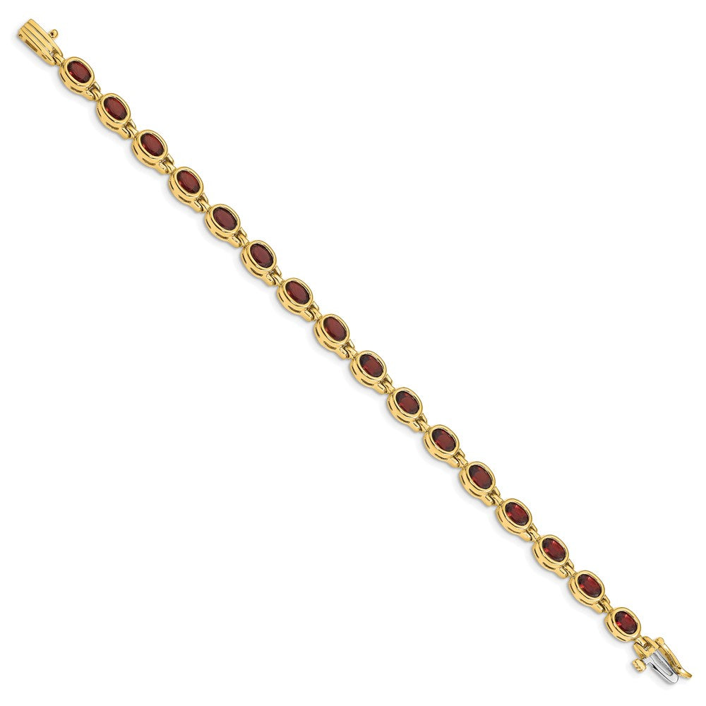 Exclusive 14K Gold Oval Garnet Bracelet - Stylish Elegance at Discounted Price