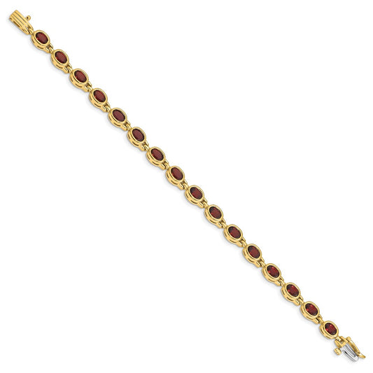 Exclusive 14K Gold Oval Garnet Bracelet - Stylish Elegance at Discounted Price