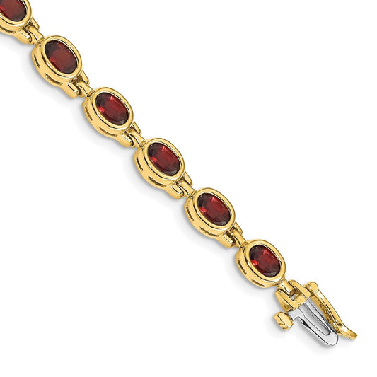 Exclusive 14K Gold Oval Garnet Bracelet - Stylish Elegance at Discounted Price