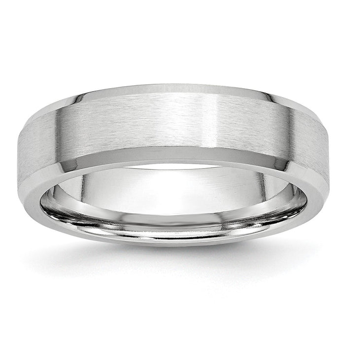Buy Stylish Cobalt Satin & Polished 6mm Beveled Edge Chisel Band - Luxury Value-1