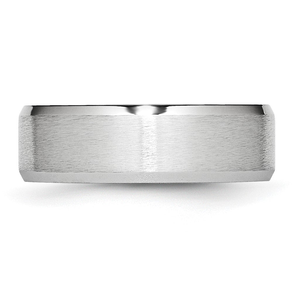 Buy Stylish 7mm Cobalt Satin & Polished Beveled Edge Chisel Band - Luxury