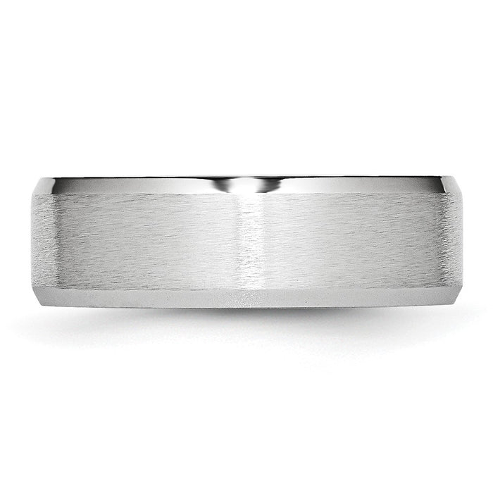 Buy Stylish 7mm Cobalt Satin & Polished Beveled Edge Chisel Band - Luxury-3