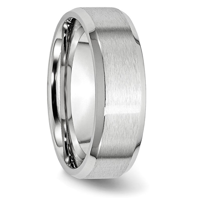 Buy Stylish 7mm Cobalt Satin & Polished Beveled Edge Chisel Band - Luxury-4