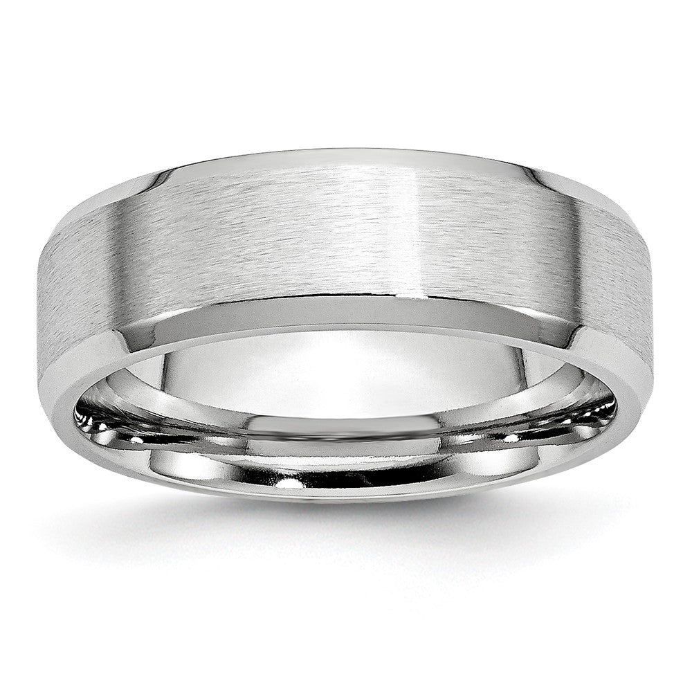 Buy Stylish 7mm Cobalt Satin & Polished Beveled Edge Chisel Band - Luxury